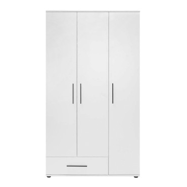 Ντουλάπα ρούχων Bianco Megapap τρίφυλλη με συρτάρια χρώμα λευκό 103x52x187cm 1 τεμ.