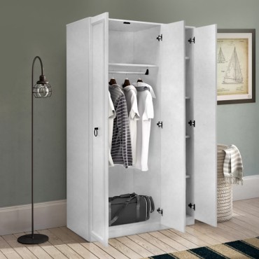 Ντουλάπα ρούχων Hampton Megapap τρίφυλλη χρώμα λευκό 103x52x185cm 1 τεμ.