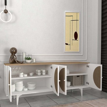 Μπουφές Aureta Megapap χρώμα λευκό - sapphire oak 180x45x75cm 1 τεμ.