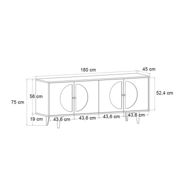 Μπουφές Aureta Megapap χρώμα λευκό - sapphire oak 180x45x75cm 1 τεμ.