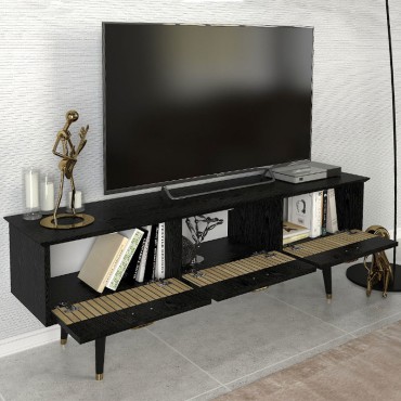 Έπιπλο τηλεόρασης Bolea Megapap χρώμα modern black 150x35x49,7cm 1 τεμ.