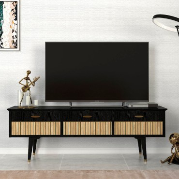 Έπιπλο τηλεόρασης Bolea Megapap χρώμα modern black 150x35x49,7cm 1 τεμ.