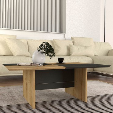 Τραπεζάκι σαλονιού Venita Megapap χρώμα sapphire oak - ανθρακί 90x60x33,8cm 1 τεμ.
