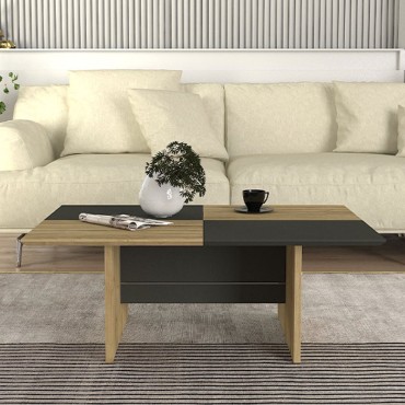 Τραπεζάκι σαλονιού Venita Megapap χρώμα sapphire oak - ανθρακί 90x60x33,8cm 1 τεμ.