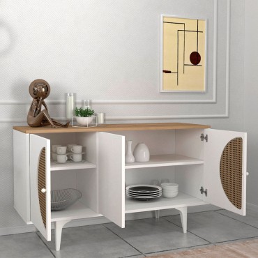Μπουφές Aureta Megapap χρώμα λευκό - sapphire oak 130x45x75cm 1 τεμ.