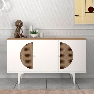 Μπουφές Aureta Megapap χρώμα λευκό - sapphire oak 130x45x75cm 1 τεμ.