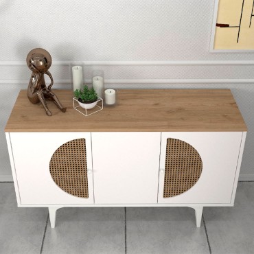 Μπουφές Aureta Megapap χρώμα λευκό - sapphire oak 130x45x75cm 1 τεμ.