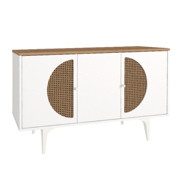 Μπουφές Aureta Megapap χρώμα λευκό - sapphire oak 130x45x75cm 1 τεμ.