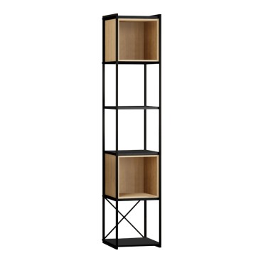 Βιβλιοθήκη Vale Mini Megapap χρώμα silky black - sapphire oak 36,2x39x179cm 1 τεμ.