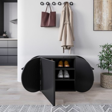 Παπουτσοθήκη Pozy Megapap χρώμα black bute 110x40,4x50cm