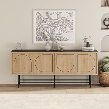 Μπουφές Joji Megapap χρώμα sapphire oak - silky black 186,8x40x77,6cm 1 τεμ.