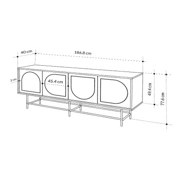 Μπουφές Joji Megapap χρώμα sapphire oak - silky black 186,8x40x77,6cm 1 τεμ.