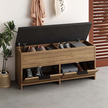 Παπουτσοθήκη Cove Megapap χρώμα ανοιχτό καρυδί 106x34x51,5cm