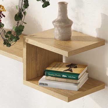 Ραφιέρα τοίχου Fork Megapap 2 τεμ. από μελαμίνη χρώμα sapphire oak 75x19,5x18cm