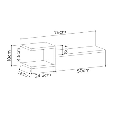 Ραφιέρα τοίχου Fork Megapap 2 τεμ. από μελαμίνη χρώμα sapphire oak 75x19,5x18cm