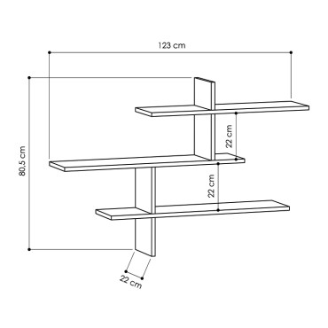 Ραφιέρα τοίχου Leo Megapap χρώμα ανοιχτό καρυδί 123x22x80cm 1 τεμ.