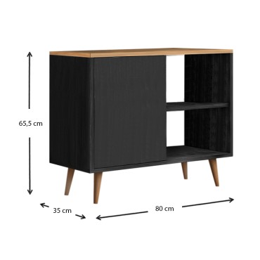Κονσόλα - μπουφές μελαμίνης Luce Megapap χρώμα μαύρο antique - oak 80x35x66cm 1 τεμ.