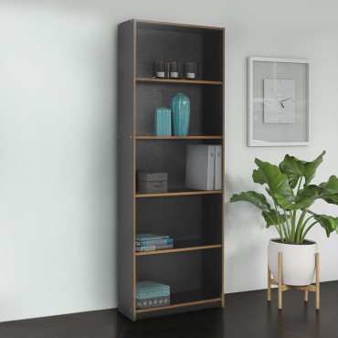 Βιβλιοθήκη Max Megapap χρώμα ανθρακί 64x26x182cm 1 τεμ.