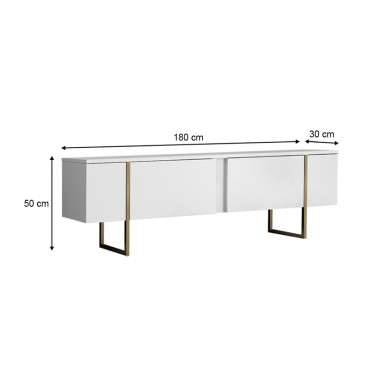 Έπιπλο τηλεόρασης Luxe Megapap χρώμα λευκό - χρυσό 180x30x50cm 1 τεμ.
