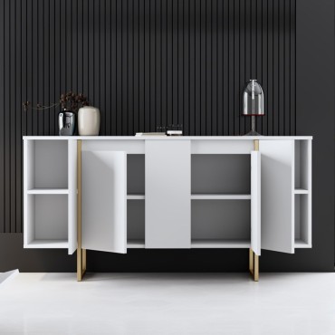 Μπουφές Luxe Megapap χρώμα λευκό - χρυσό 160x35x80cm 1 τεμ.