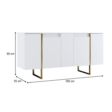Μπουφές Luxe Megapap χρώμα λευκό - χρυσό 160x35x80cm 1 τεμ.