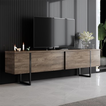 Έπιπλο τηλεόρασης Luxe Megapap χρώμα καρυδί 180x30x50cm 1 τεμ.