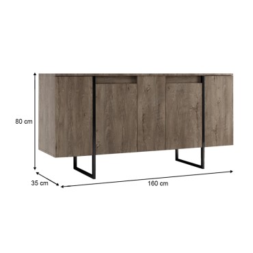 Μπουφές Luxe Megapap χρώμα καρυδί 160x35x80cm 1 τεμ.