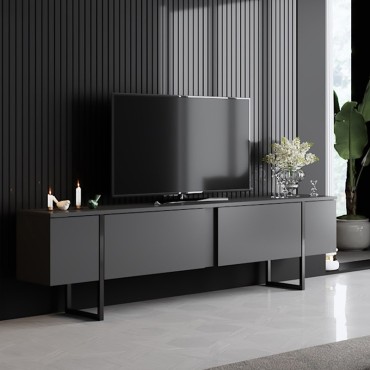 Έπιπλο τηλεόρασης Luxe Megapap χρώμα ανθρακί 180x30x50cm 1 τεμ.