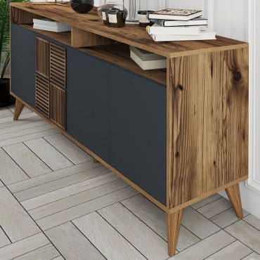 Μπουφές Milan Megapap χρώμα καρυδί - ανθρακί 180x35x78,6cm 1 τεμ.