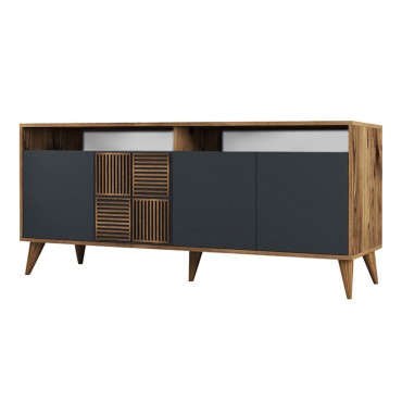 Μπουφές Milan Megapap χρώμα καρυδί - ανθρακί 180x35x78,6cm 1 τεμ.