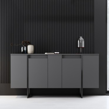 Μπουφές Luxe Megapap χρώμα ανθρακί 160x35x80cm 1 τεμ.