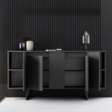 Μπουφές Luxe Megapap χρώμα ανθρακί 160x35x80cm 1 τεμ.