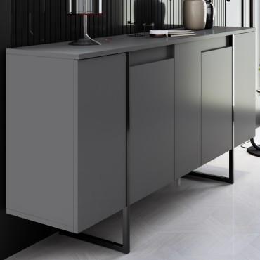 Μπουφές Luxe Megapap χρώμα ανθρακί 160x35x80cm 1 τεμ.