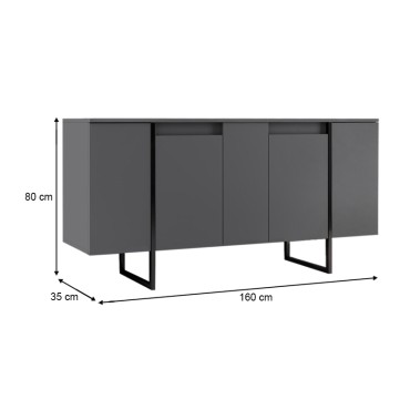 Μπουφές Luxe Megapap χρώμα ανθρακί 160x35x80cm 1 τεμ.