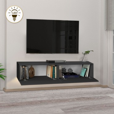 Έπιπλο τηλεόρασης επιτοίχιο Aristo Megapap με LED χρώμα μαύρο 135x31,6x25cm 1 τεμ.