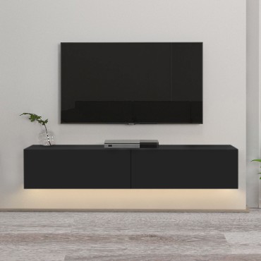 Έπιπλο τηλεόρασης επιτοίχιο Aristo Megapap με LED χρώμα μαύρο 135x31,6x25cm 1 τεμ.