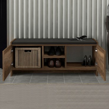 Παπουτσοθήκη Verly Megapap χρώμα καρυδί 110x33,2x43cm
