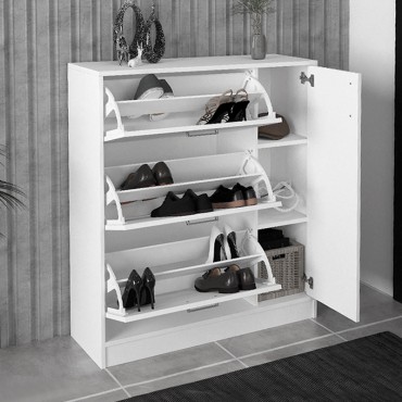 Παπουτσοθήκη Neft Megapap χρώμα λευκό 105x29,6x113cm