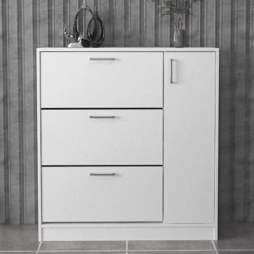 Παπουτσοθήκη Neft Megapap χρώμα λευκό 105x29,6x113cm