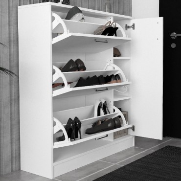 Παπουτσοθήκη Neft Megapap χρώμα λευκό 105x29,6x113cm
