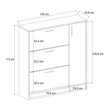 Παπουτσοθήκη Neft Megapap χρώμα λευκό 105x29,6x113cm