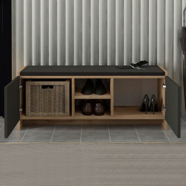 Παπουτσοθήκη Verly Megapap χρώμα sapphire oak - ανθρακί 110x33,2x43cm