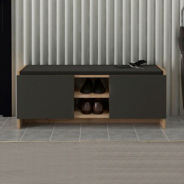 Παπουτσοθήκη Verly Megapap χρώμα sapphire oak - ανθρακί 110x33,2x43cm