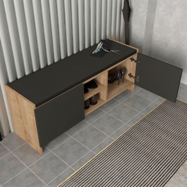Παπουτσοθήκη Verly Megapap χρώμα sapphire oak - ανθρακί 110x33,2x43cm