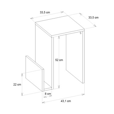 Τραπεζάκι βοηθητικό Regnar Megapap χρώμα rebab 43,1x33,5x52cm 1 τεμ.