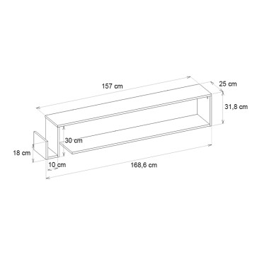 Έπιπλο τηλεόρασης επιτοίχιο Regnar Megapap χρώμα rebab 168,6x25x31,8cm 1 τεμ.