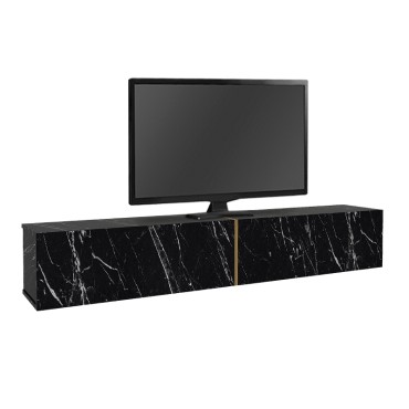 Έπιπλο τηλεόρασης επιτοίχιο Figure Megapap με LED χρώμα μαύρο εφέ μαρμάρου 181,8x31,7x30cm 1 τεμ.