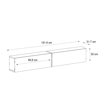 Έπιπλο τηλεόρασης επιτοίχιο Figure Megapap με LED χρώμα μαύρο εφέ μαρμάρου 181,8x31,7x30cm 1 τεμ.