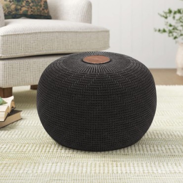 Σκαμπό - Πουφ Knit Megapap πλεκτό χρώμα ανθρακί Φ47x35cm 1 τεμ.