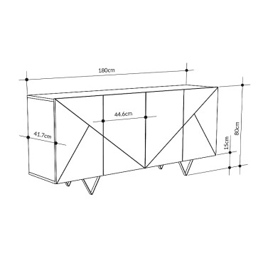Μπουφές Jakomen Megapap χρώμα ανοιχτό καρυδί 180x41,7x80cm 1 τεμ.